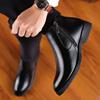 [Leather Wool] Winter New Cotton Shoes Men's Piled Thickened Warm High-top Shoes Inner Heightening Leather Shoes
