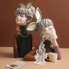 Art Nouveau Girl Statue Portrait Home Organization and Storage Desktop Modern Home Decoration Accessories for Living Room