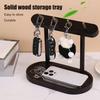Wooden Key Storage Rack Rustic Home Office Desktop Key Organizer Stand Hook Multi-purpose Keychain Jewelry Trinkets Holder Decoration