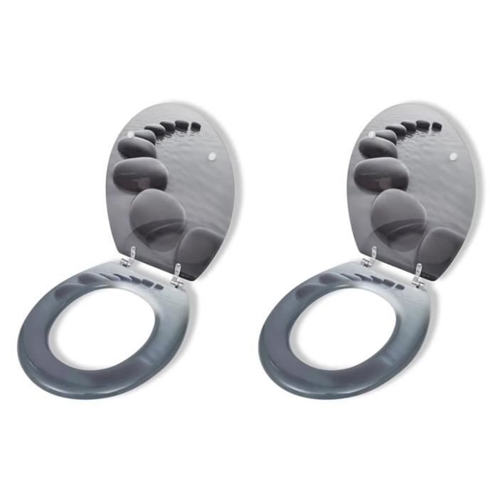 VidaXL Toilet Seats with Lids 2 Pcs MDF Stones
