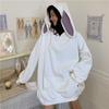 Women Warm Soft Hoodies Student Long-sleeved Rabbit Ears Pullover Casual Versatile Retro Simple Literary Sweater Tops