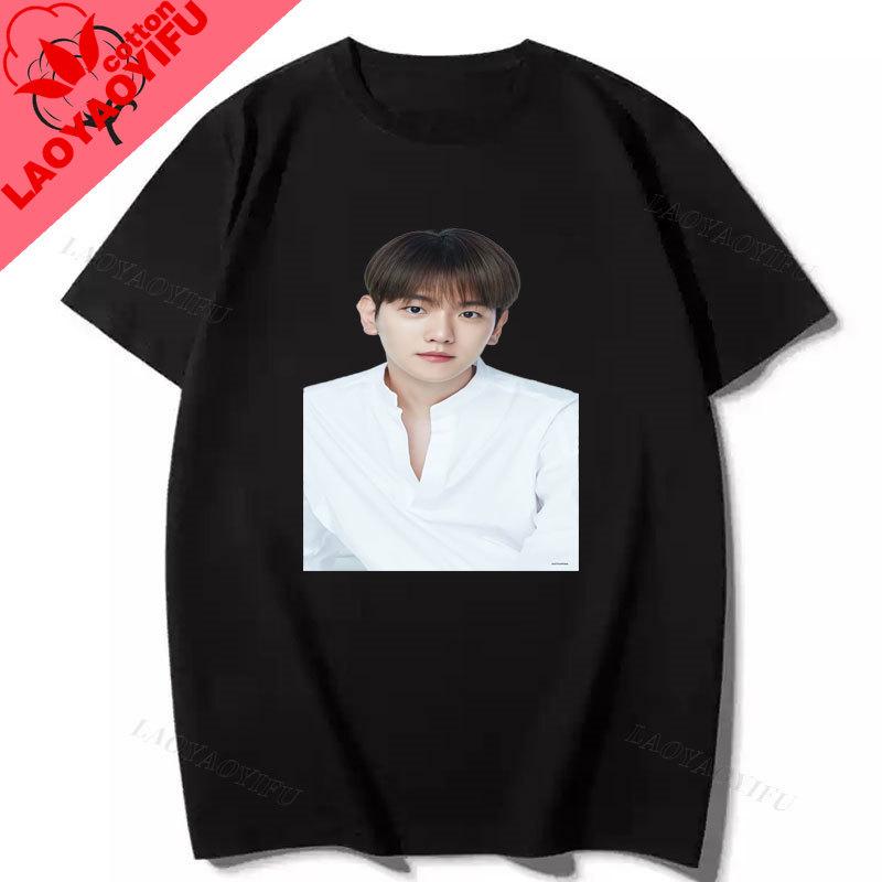 Camiseta Kpop Baekhyun EXO Cotton Short Sleeve Graphic Tshirts Hot Sale Korean Reviews Unisexy Girls Clothes for Fan Gift Tee