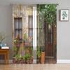 Italian Town Street Sheer Curtains for Living Room Transparent Tulle Window Treatments Bedroom Kitchen Home Decor Veil Drapes