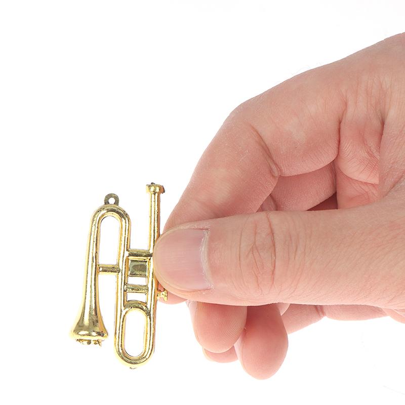 24Pcs/Set Mini Golden Trumpet Saxophone Wind instruments Doll Musical Instrument for Dolls Music House Bar Doll Accessories
