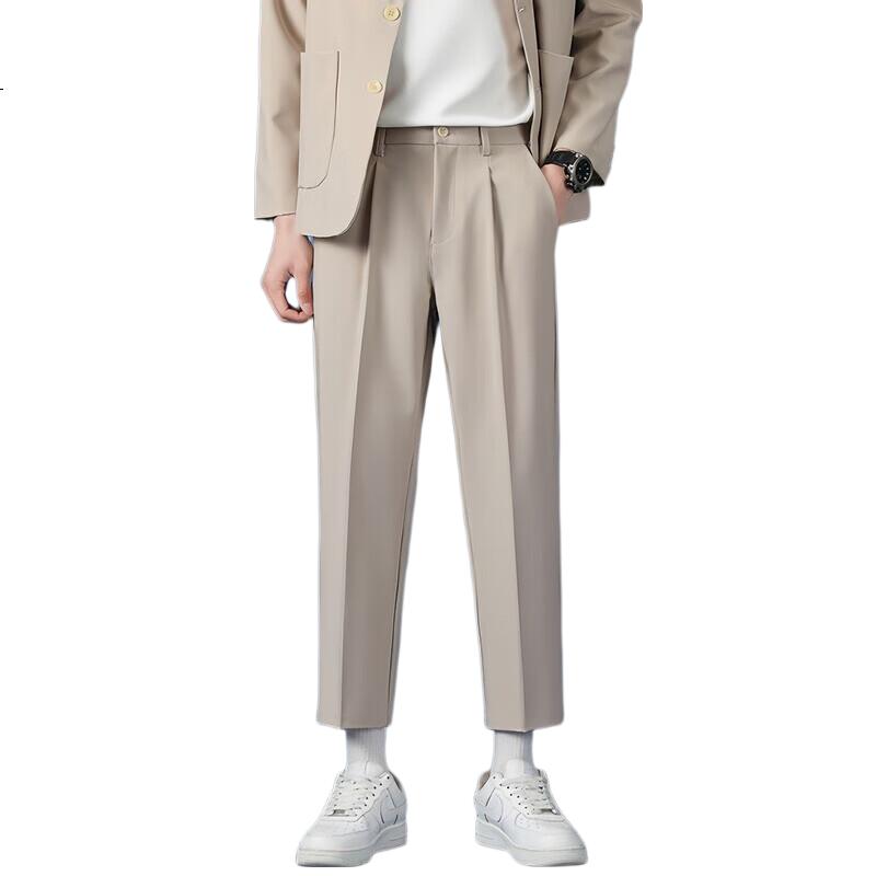 PLAYBOY Men's Spring and Autumn Nine-Point Loose Straight Casual Pants Wide-Leg Suit Trousers