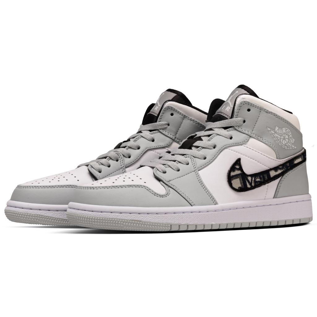 Jordan Air Jordan 1 Ollie Износостойкие Средние Винтажные Баскетбольные Кроссовки Мужские Бело-Серые 554724-078(Команда1291-)