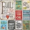 Family Home Smile Hugs Kisses Love Happy Vintage Metal Tin Signs Wall Decor for Home Bars Garage Cafe Clubs Retro Poster Plaque