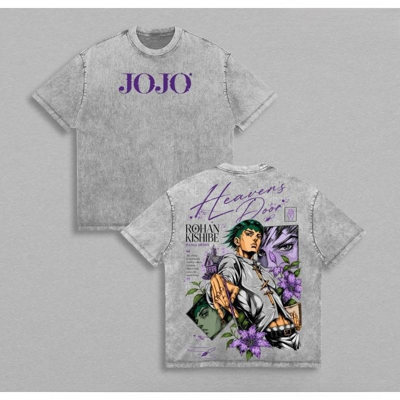 Аниме JoJo's Bizarre Adventure Рохан Кисибэ Графическая Футболка Мужская Женская Оверсайз Футболка Стиранный Хлопок Футболка Харадзюку Мужская Футболка