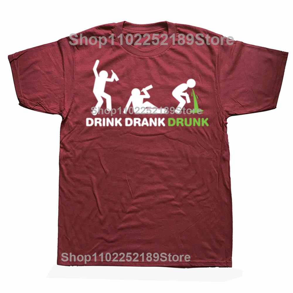 Забавные футболки с графикой эволюции пития Мужская женская мода Повседневная футболка 100% хлопок Свободная оверсайз Футболка с пивом и алкоголем