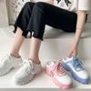 Spring and Summer Muffin Thick-soled Soft-soled Color Matching Lace-up Women's Shoes Casual Sports Baotou Half Slippers Women