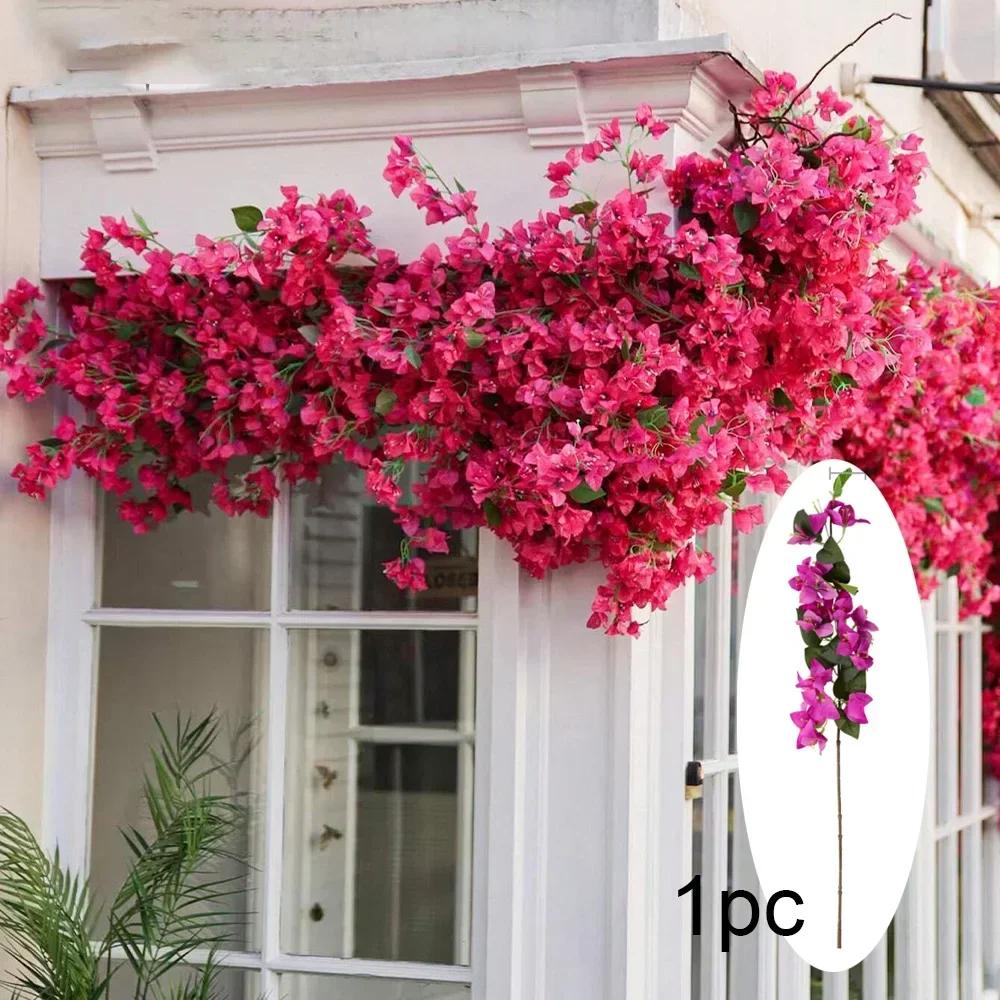 1pc 76cm Artificial Bougainvillea Flower Garland Floor Mounted Vine for Outdoor Wall Arch Wedding Centerpieces Decoration Flower
