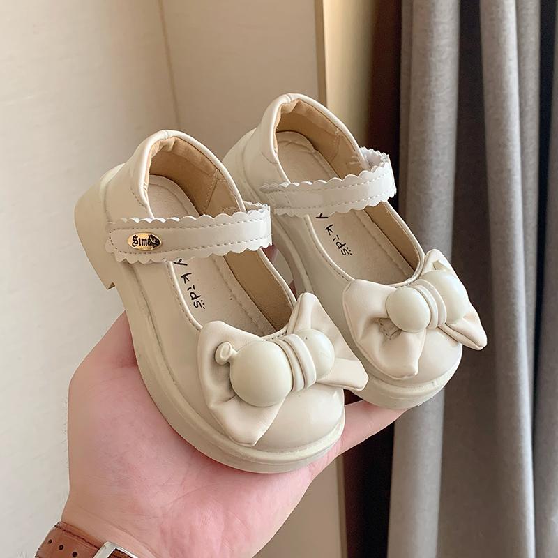 2024 Обувь для малышей для девочек с бантом Весна Осень Новая мода Детская обувь Корейский стиль Нескользящие Детские Повседневные Туфли Лоферы из ПУ