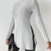 Women's Fall/winter Turtleneck Mid-length Slim-fit Sweater with A Slit