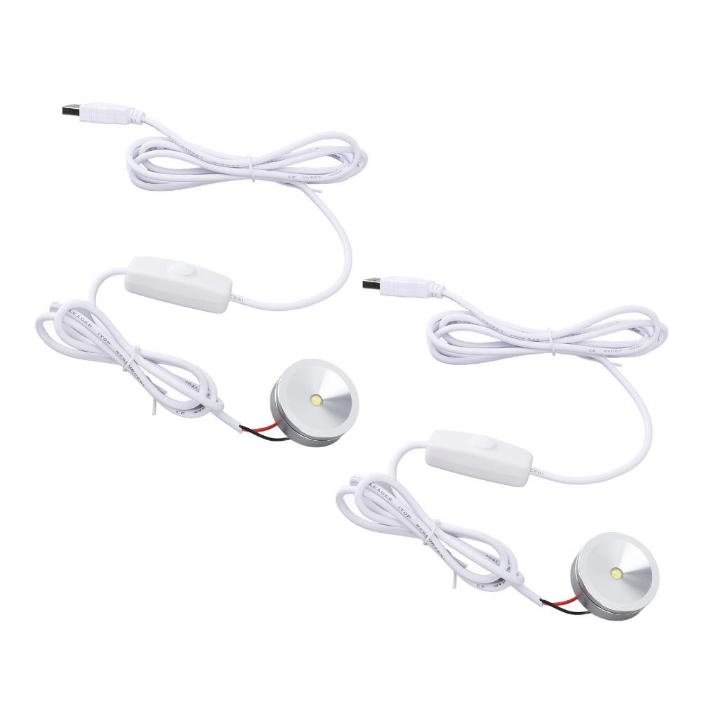 2pcs 6.6ft Cable USB Mini Spotlights 5V Small Spot Lights LED Spotlights Display Cabinets