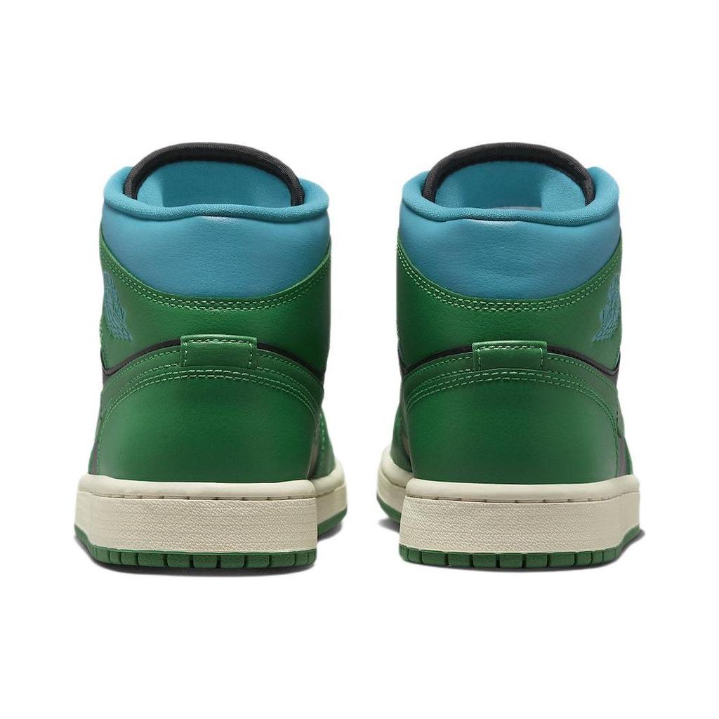 Женские кроссовки Air Jordan 1 Mid Lucky Green Aquatone черные BQ6472-033