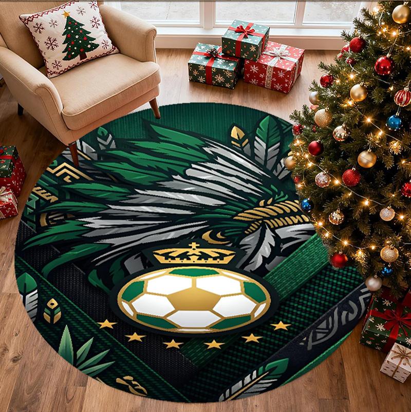 Club Santos Laguna Pattern Round Rug, Indoor/Outdoor Mat, for Picnic, Gameroom, Bedroom, Office, Living Room, Home Decor Carpet, Birthday Gift
