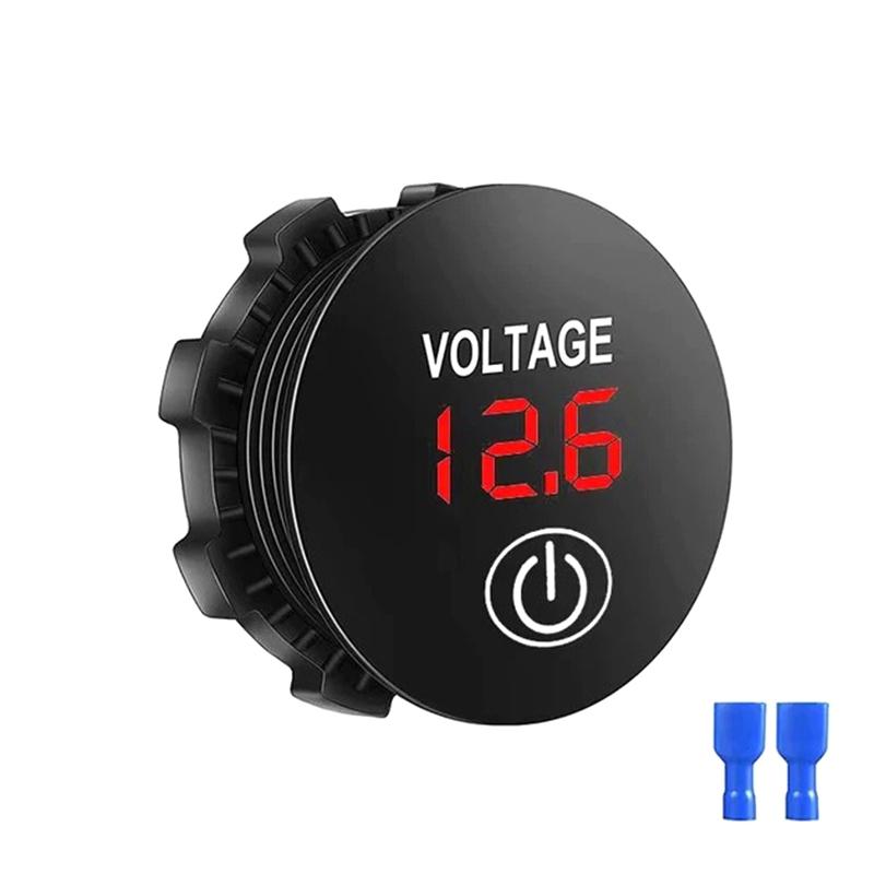 Цифровой вольтметр DC 12V-24V, мини-круглый, со встроенным сенсорным переключателем вкл/выкл, тестер для переоборудования автомобиля/мотоцикла/моторной лодки/грузовика
