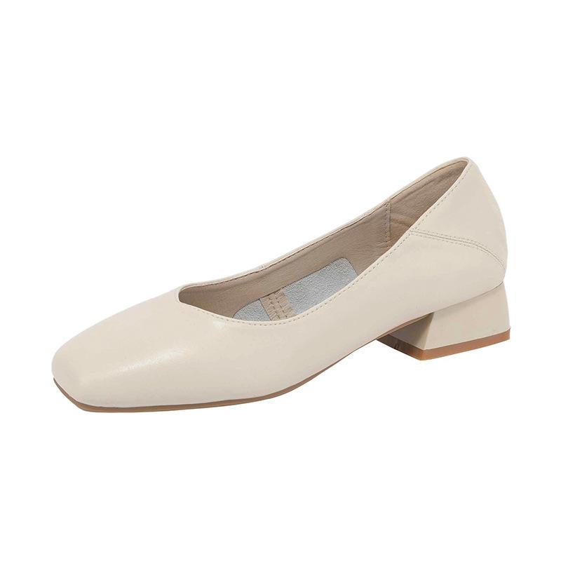 2024 Весна Туфли на толстом каблуке Небольшие рабочие туфли Мягкая кожа Большие женские туфли 41-43