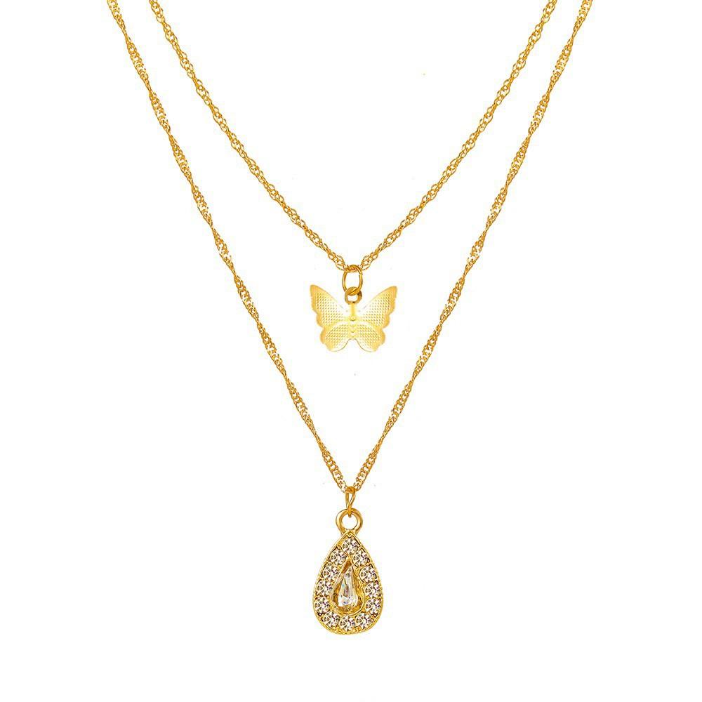 iF ME Корейское многослойное ожерелье с бабочкой, модное золотистое, серебряное ожерелье-цепочка, женские ювелирные аксессуары