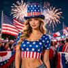 American Flag Top Hat, Uncle Costume Hat for 4th of July, Red White Blue Patriotic Party Decoration for Adults, Independence Day