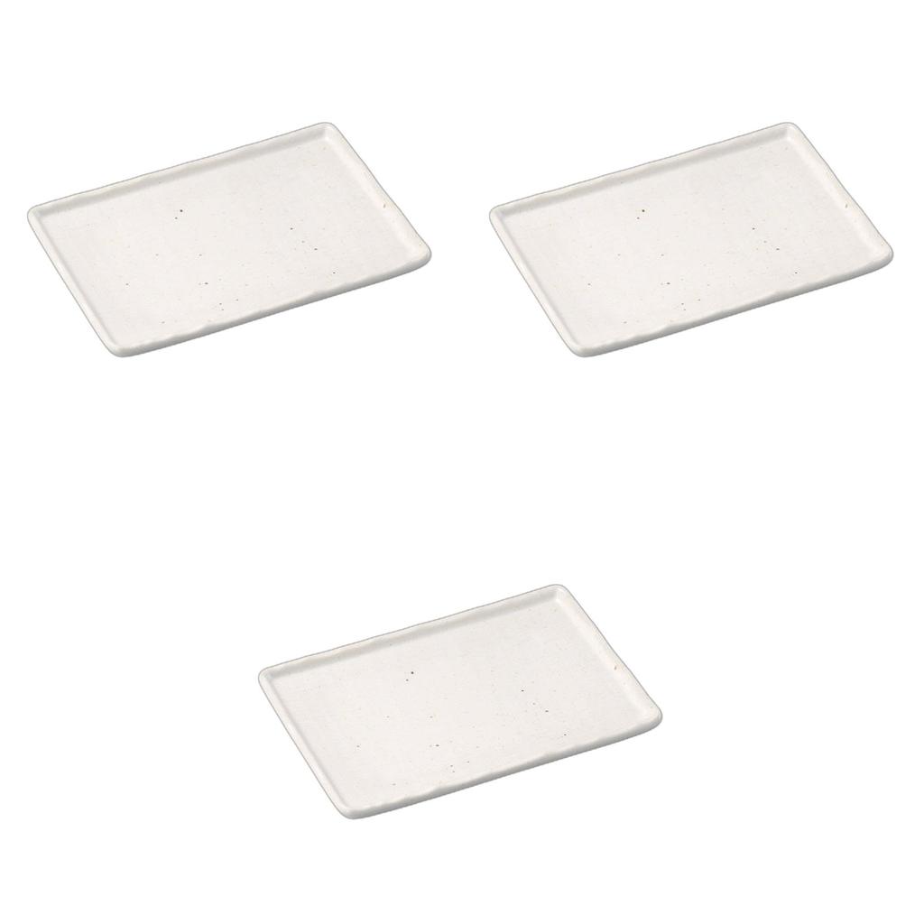 Set of 3 White Glazed Lattice 21cm Pottery Plates X X Pottery Setomonohonpo [21 14.5 2.7cm] Plates, Ceramic,