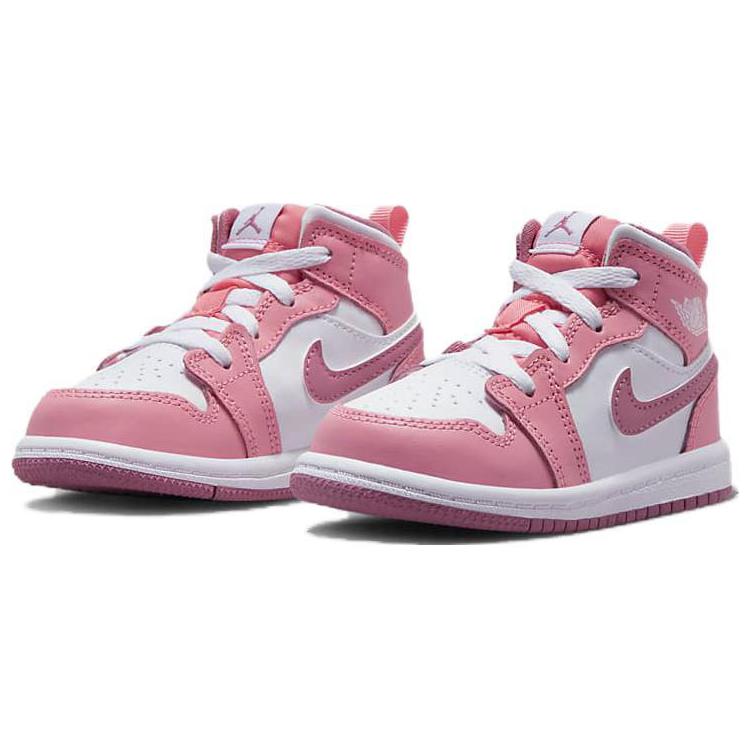 Air Jordan 1 Mid TD Valentines Day 2023 Baby Sneakers Pink Coral-Chalk Desert-Berry DQ8425-616