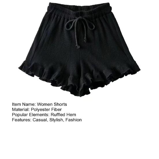 Женские шорты из вафельного трикотажа с эластичной резинкой на талии, широкие струящиеся шорты с оборками