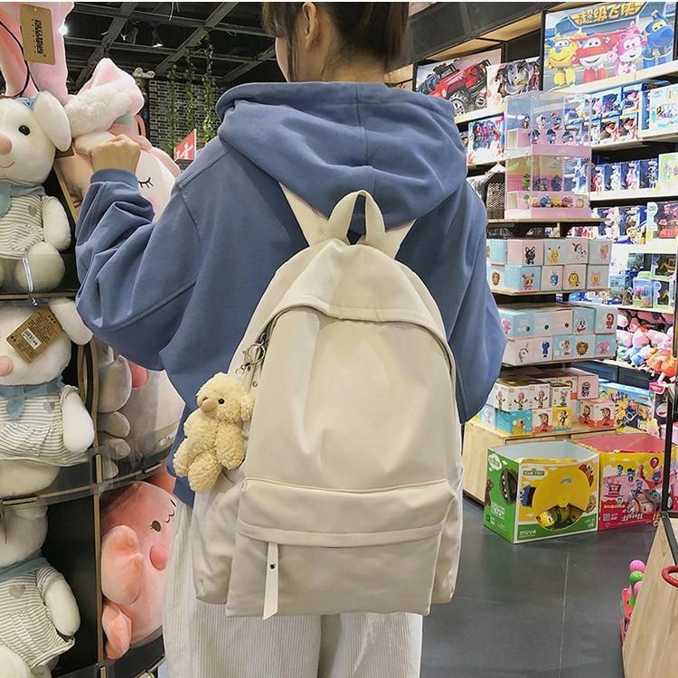 Schoolbag Japanese men's schoolbag Korean version of simple and versatile solid color student schoolbag unprinted junior high school student Mori in