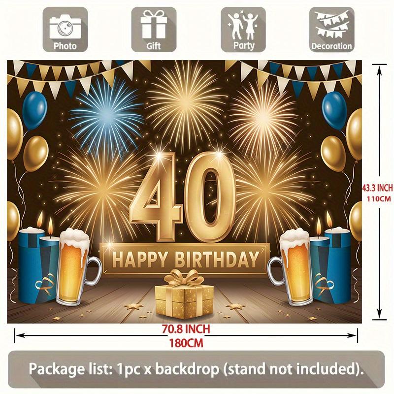 40th Birthday Party Backdrop Polyester Banner Photo Booth Decoration 109