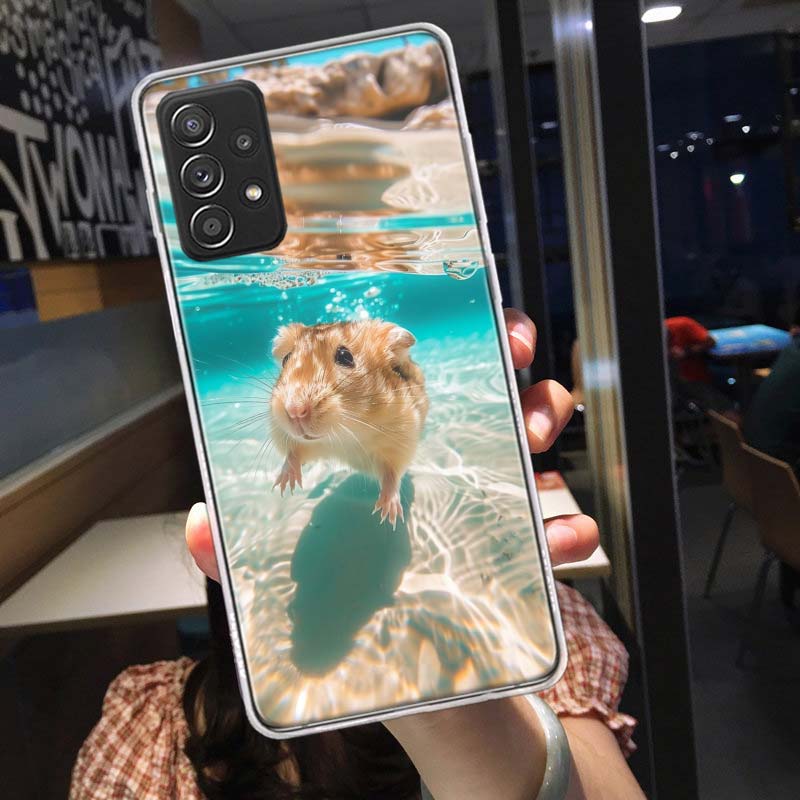 Хомяки в шляпах с ушами Чехол для телефона для Samsung A54 A57 A37 A17 A14 A15 A12 A24 A34 A55 A35 A25 A52S A07 A05S A04S A22 A32 A