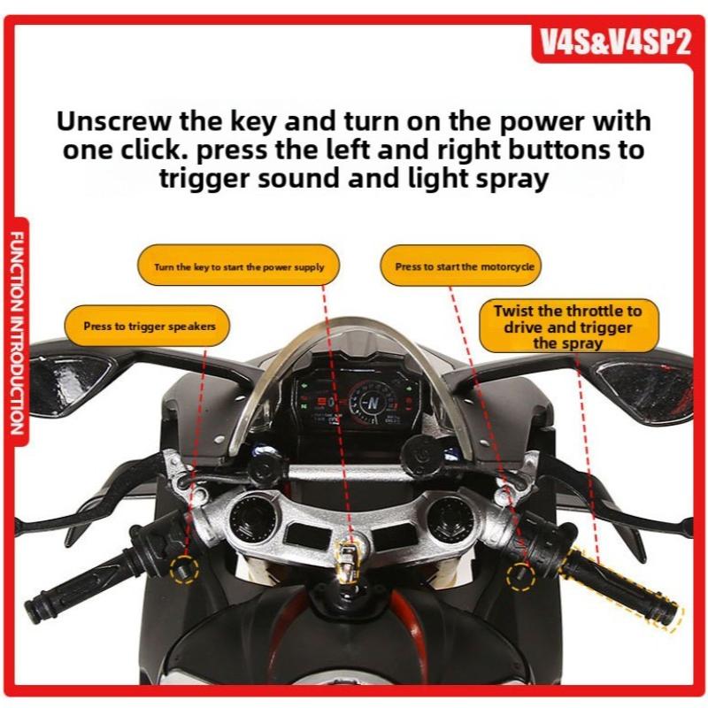 Спрей 1:6 Модель гоночного мотоцикла Ducati V4S V4SP2 Литой сплав Мотоцикл Игрушка Подарок парню Коллекция Миниатюрная машинка