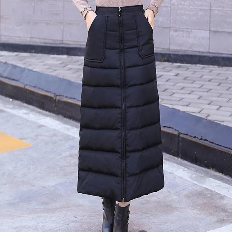 Down Cotton Skirt Women Autumn Winter New High Waist Medium Length Thickened