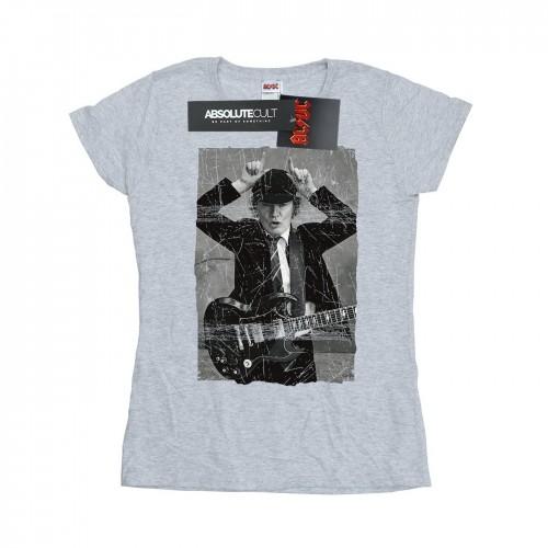 AC/DC Womens/Ladies Angus Young Distressed Photo Cotton T-Shirt