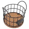 Coffee Pod Basket Round Iron Wire Storage Basket Large Capacity Coffee Capsule Holder with Wooden Ba