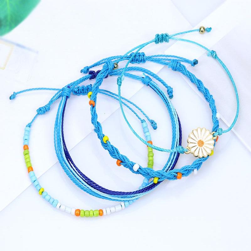 4 шт./набор простой плетеный браслет ручной работы вощеная нить счастливый плетеный узел веревки браслеты и браслеты для женщин мужчин дружба