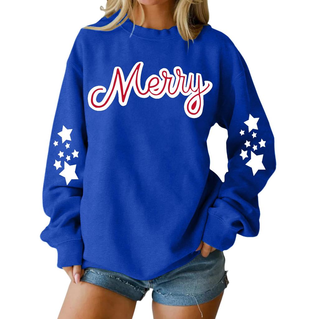 Women's Loose Comfortable Casual Fashionable Character Printing Round Neck Long Sleeved Sweatshirt