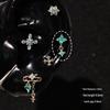 Sparkling Zirconium Titanium Heart & Cross Cartilage Ear Studs - Light Luxury Niche Jewelry