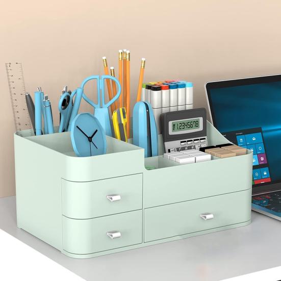 Countertop Storage Box Makeup Organizer with Drawers Large Capacity Smooth Edge Burr-Free Storage Container Cabinet Shelf Organizer