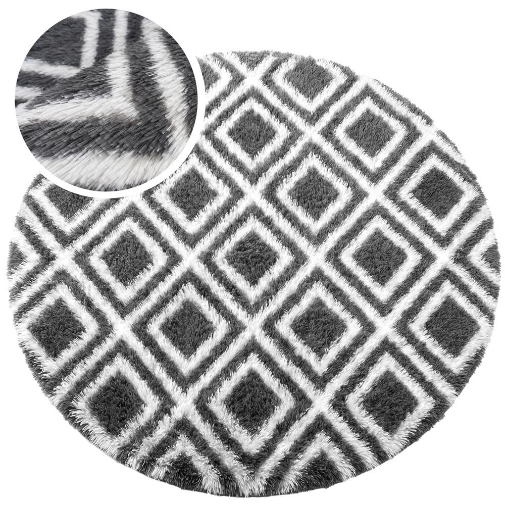 Dywan okrągły do salonu shaggy DECOR antypoślizgowy miękki puszysty 120x120 Black Cube