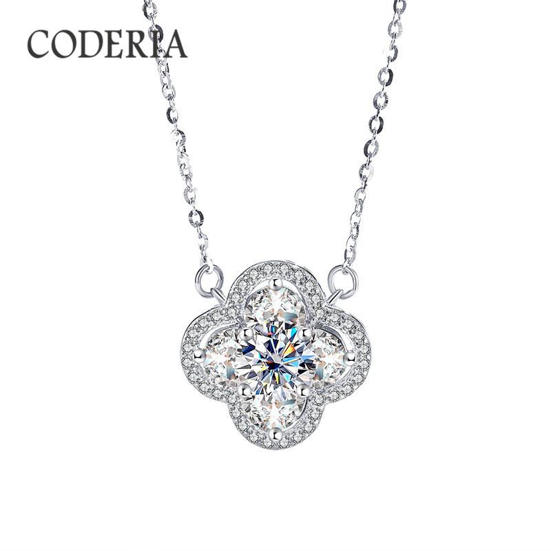 Fashion luxury Moissanite four-leaf clover necklace Women's birthday gift 925 silver diamond necklace Luxury jewelry