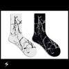 Harajuku Hip-Hop Street Sports Skate Socks Tie Dye Cotton Lightning Designer Happy White Socks Women