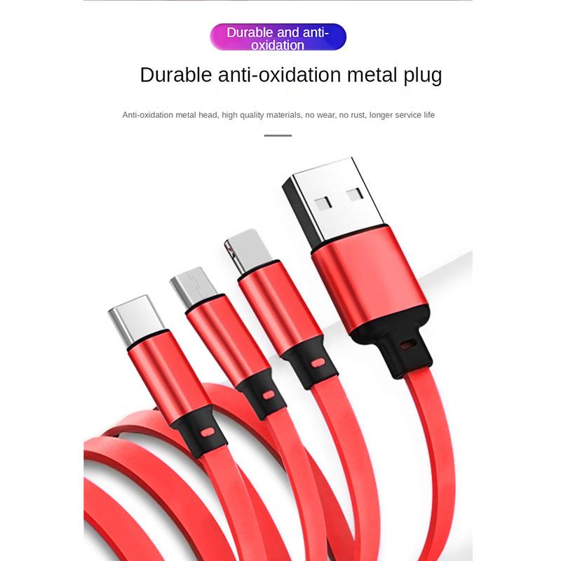 3 In 1 Charging Cable Retractable USB Charge 2.4A Fast Charging Portable Cable Micro Type-C for iPhone