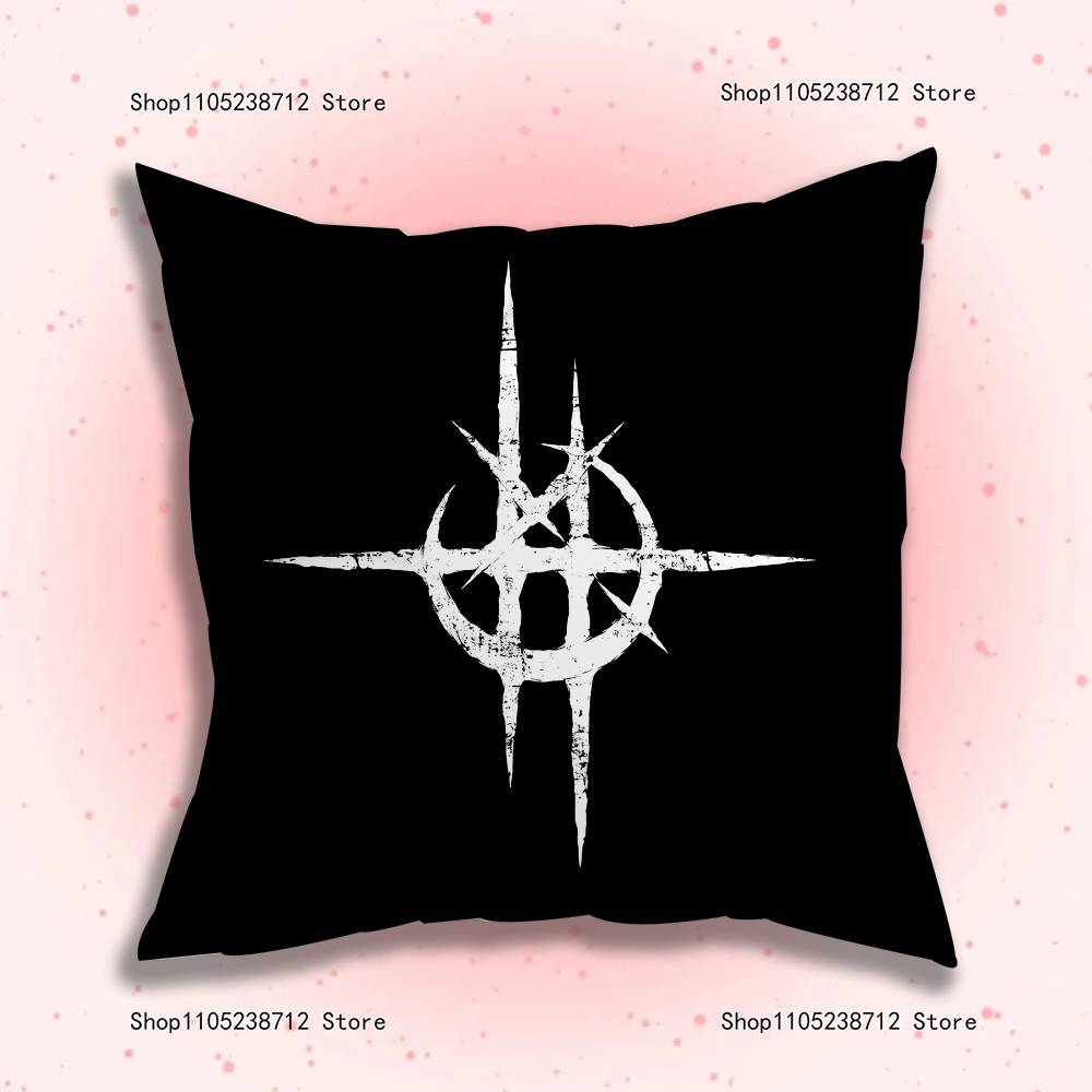 Cyber Sigil Cross Goth Pillow Covers Cartoon Sofa Decorative Home Double-Sided Printing Short Plush Cute Cushion Cover