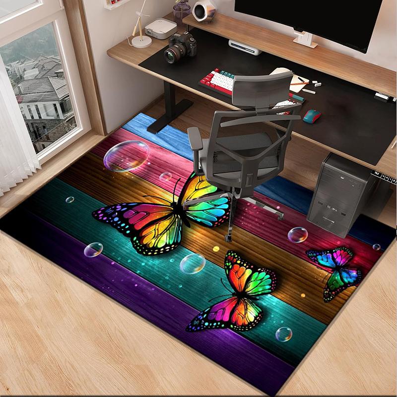 Purple Butterfly Garden Office Rug Chair Mat, Entryway Carpet, Suitable for Front Door, Bedroom, Living Room, Desk, Holiday Gift