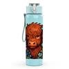 1PC Buffalo Bull Flower Portrait 750ml Color Plastic Sports Water Bottle Leakproof Flip Straw Lid Suitable for Sports Office Home Use