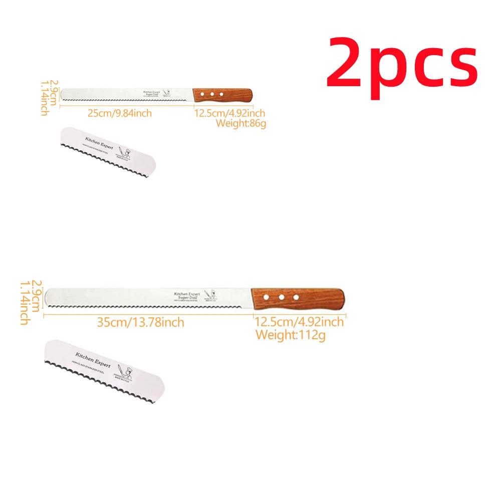 10/14 Inch Fine Tooth Best Serrated Bread Knife Cake Cutting Long Baguette Cutter Stainless Steel Loaf Slicer/Slicing