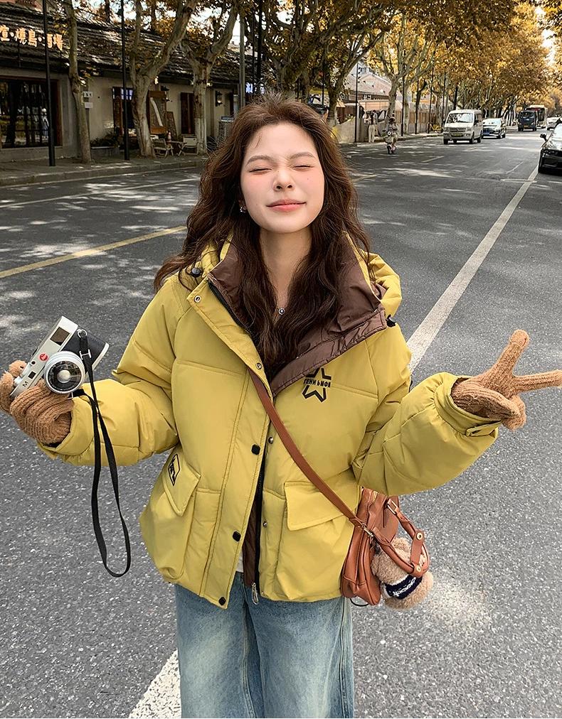 Женская короткая теплая зимняя куртка с капюшоном