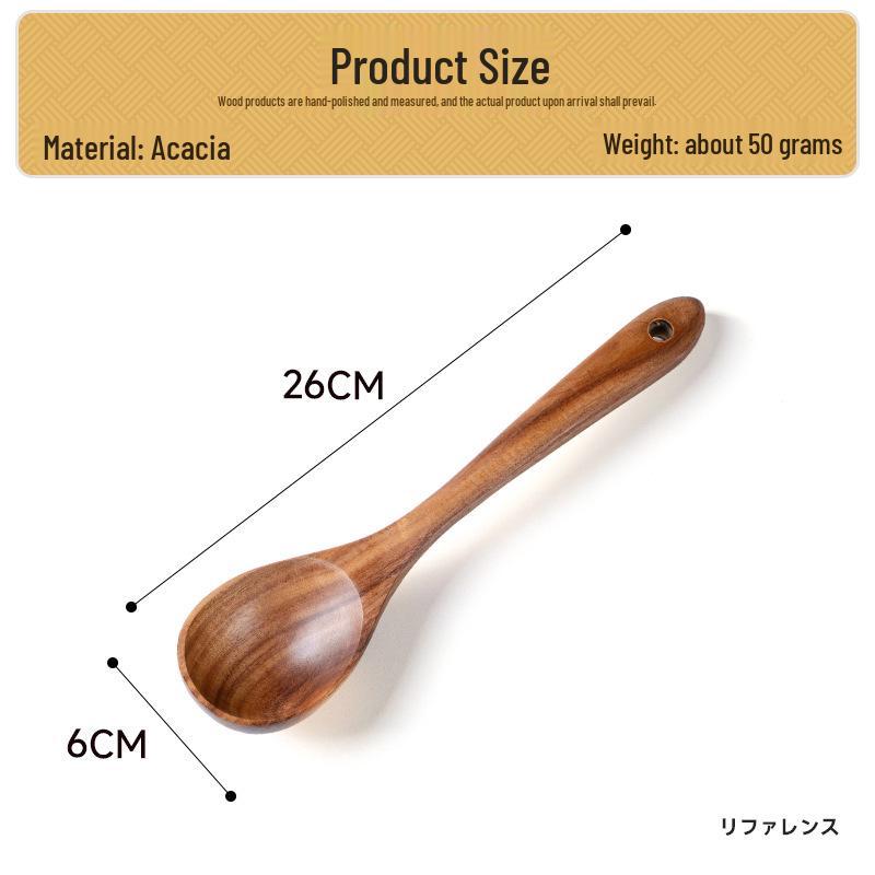 Набор кухонной утвари из тикового и акациевого дерева: Лопатка с длинной ручкой и большая суповая ложка