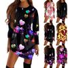 Женское повседневное модное платье-футболка с длинными рукавами и принтом на День святого Валентина, нерегулярное плиссированное платье с круглым вырезом