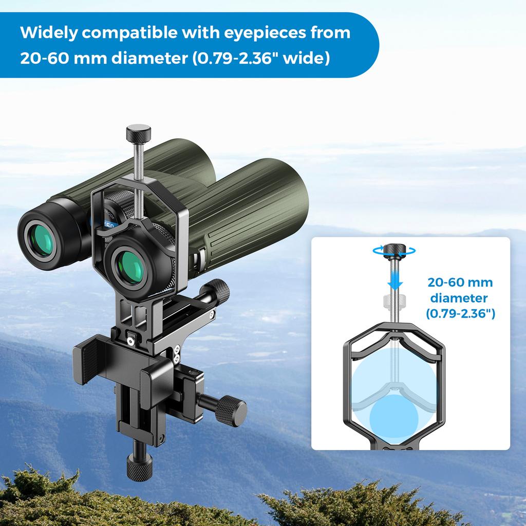APEXEL APL-F003 Universal Phone Mount for Telescope Phone Phone Scope Digiscoping Adapter 3-Axis